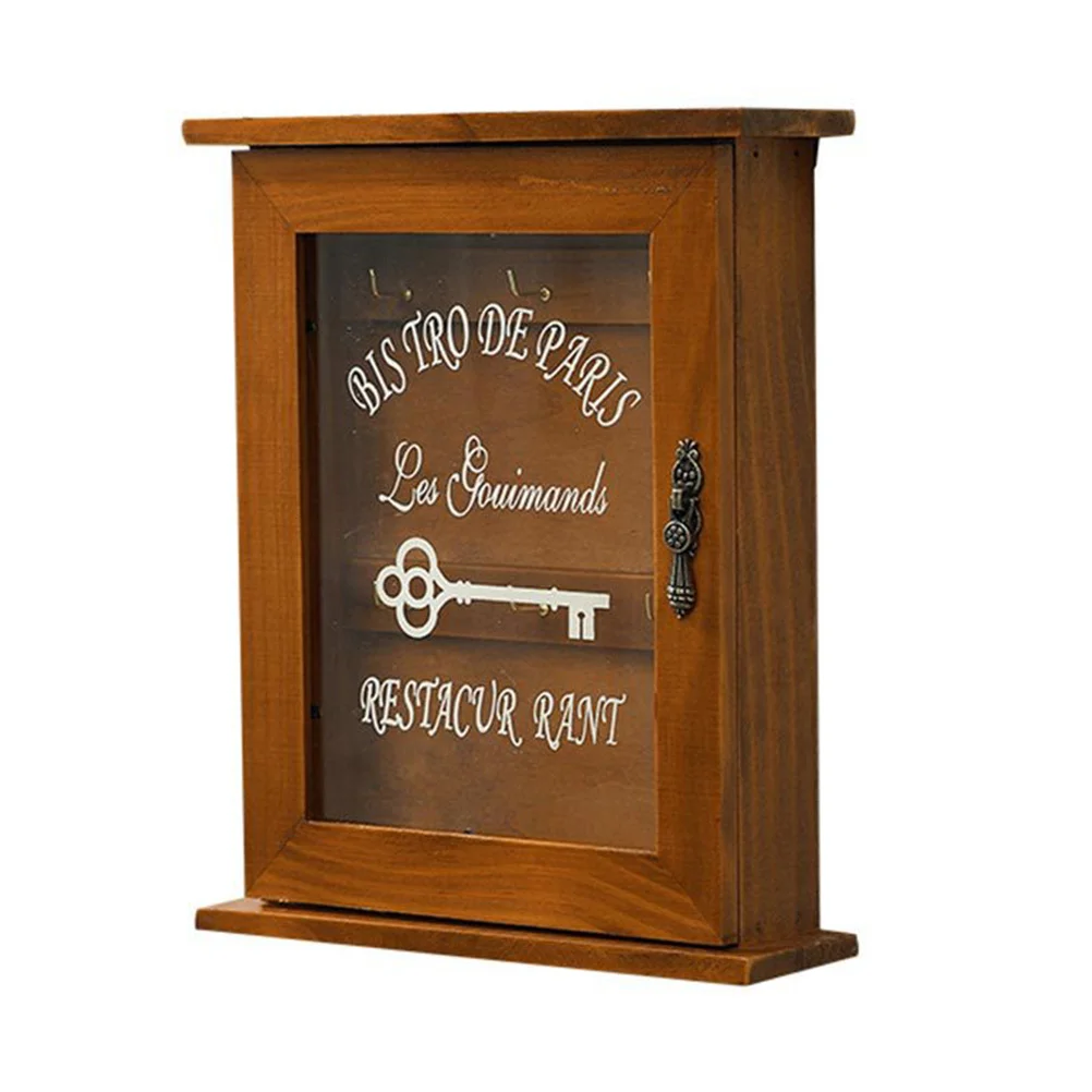 

Key Wall Holder Cabinet Box Storage Rustic Decorative Entryway Wooden Hook Organizer Wood Management Case Shelf Mail Entry
