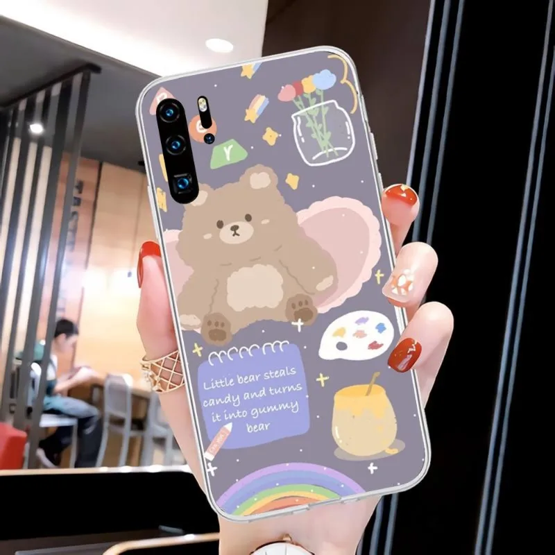 Мультяшный милый чехол для телефона с медведем Huawei P20 P40 Lite P30 Pro P Smart 2019 Nova 3e 6 Se