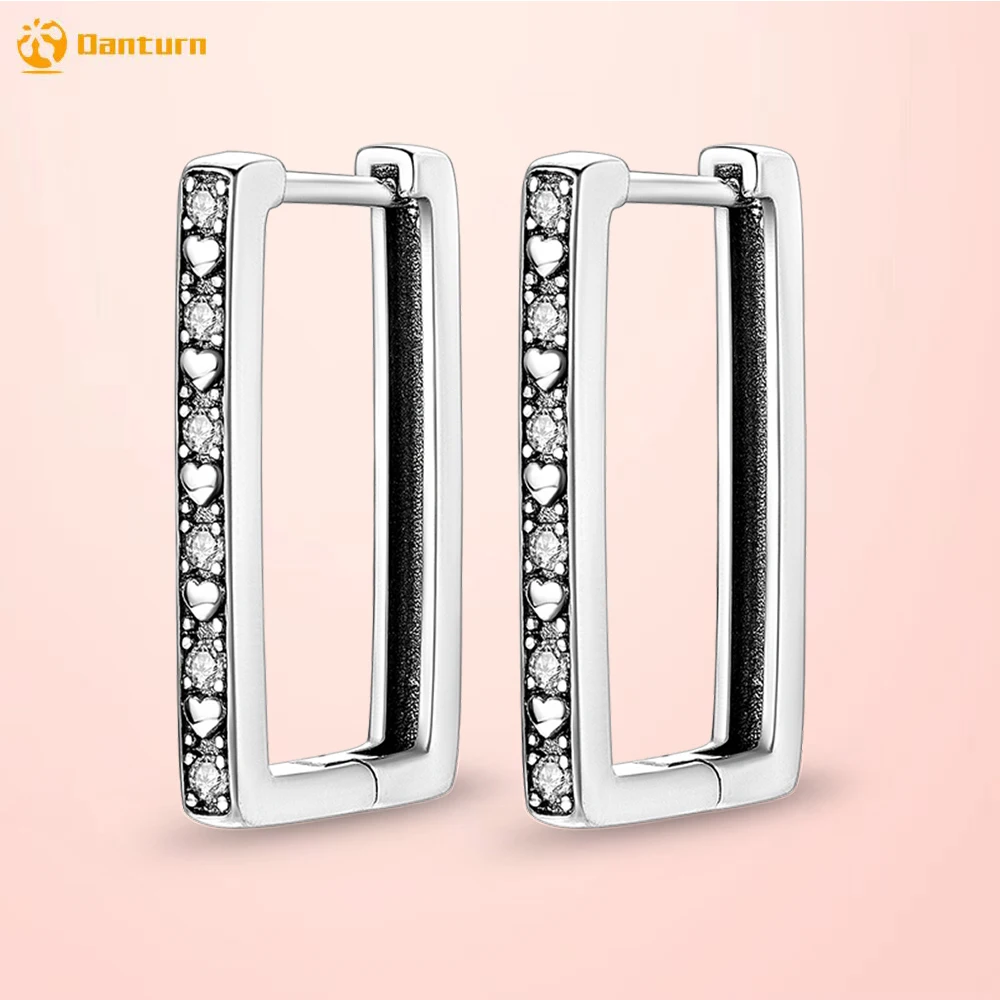

Deedate 925 Sterling Silver Earrings Sparkle U-shape Hoop Earring Cubic Zirconia Hoop Earrings Women Earrings