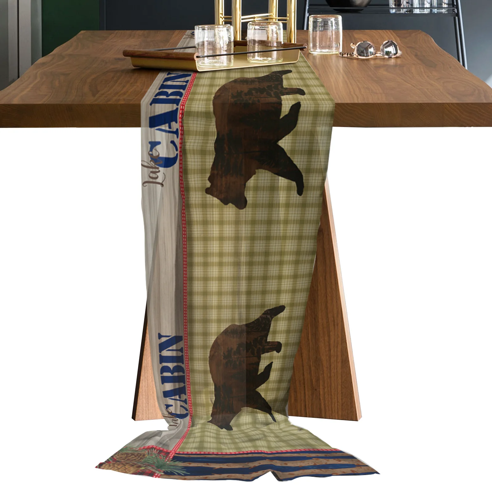 

Длинная шифоновая скатерть в стиле ретро, в клетку, в виде медведя