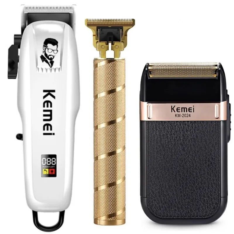 

Профессиональная Парикмахерская Машинка для стрижки волос Kemei, перезаряжаемая электрическая машинка для отделки, триммер для бороды, Беспроводная Бритва