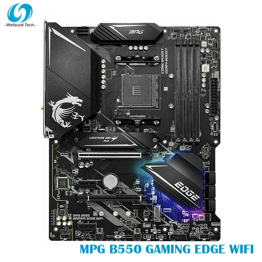 

MPG B550 игровой край WIFI для Msi Desktop системная плата AMD AM4 DDR4 128G PCI-E4.0 SATA3 M.2 * 2 USB3.2 ATX Протестировано Быстрая доставка