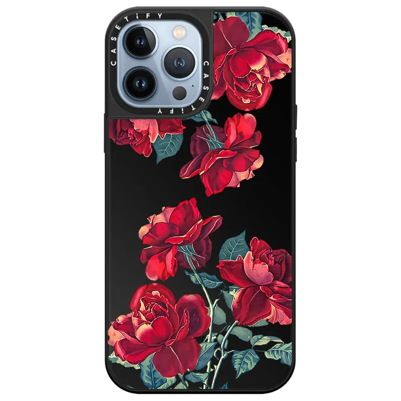 

Зеркальный чехол CASETIFY с яркими розами для IPhone 11 12 13 14ProMax 11 12 13 14Pro XsMax XR 6S 7 8 SE 7P 8P 14Plus, задняя крышка D0612
