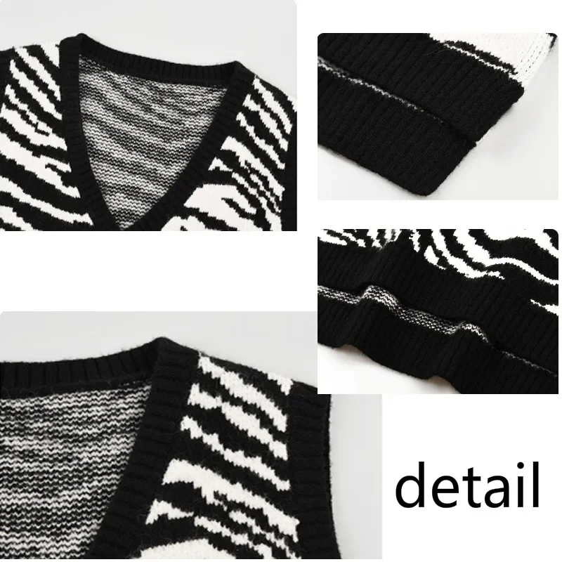 Свитер-жилет женская укороченная одежда с принтом зебры популярная повседневная