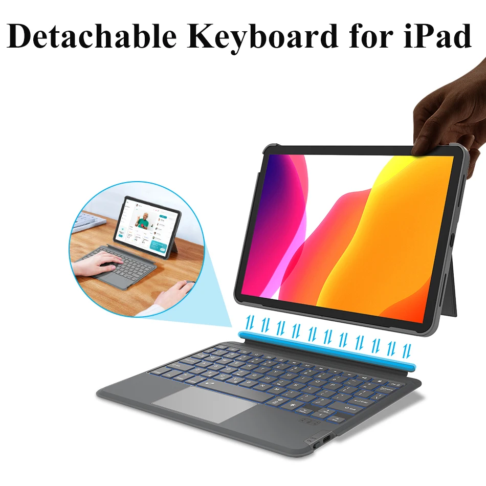 Bluetooth-клавиатура WiWU для iPad Pro 11 2021, беспроводная Магнитная поглощающая клавиатура для iPad Air 4 5 с держателем для сенсорной панели