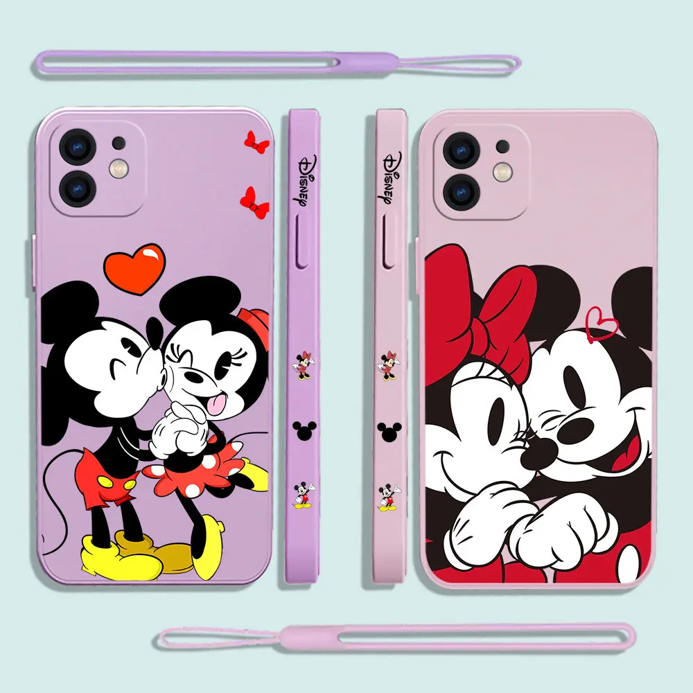 

Disney Mickey Minnie Phone Case For Samsung A81 A53 A50 A12 A22S A52 A52S A51 A72 A71 A32 A22 A20 A30 A21S A11 5G With Lanyard
