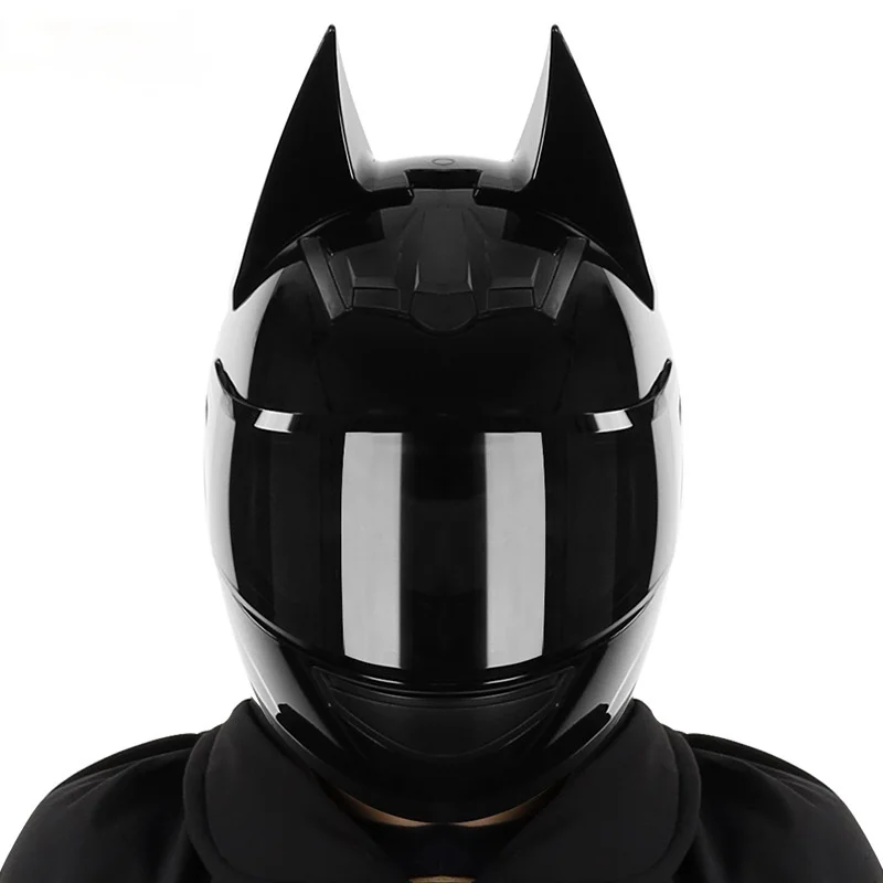 Helmet Motorcycle Bat Man Knight Helmet Horn Black Motorcross Motor Bike Men Motorcycle Casco Moto Cool Kask Capacete HNJ 939 images - 6