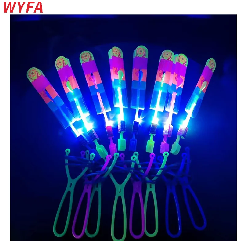 

baby toy 100Pcs/lot or 50pcs y-shape random color Light Toy Arrow Flying Toys LED Lighting Flash Toys Party Fun Gift Catapult