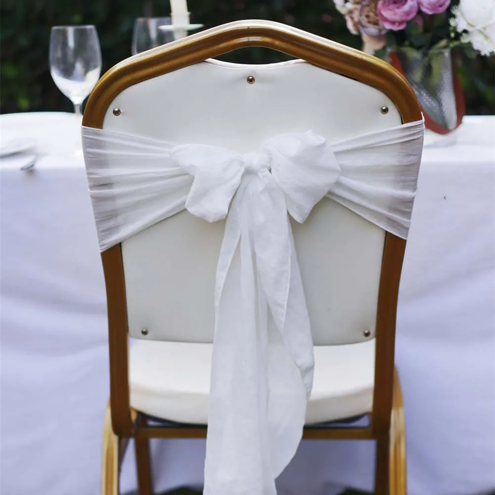 

10pcs/lot Country Wedding Chair Knot Decor 18x250cm Cotton Tulle Sashes for Mariage Event Party Hotel Home Chair Seat Ribbon