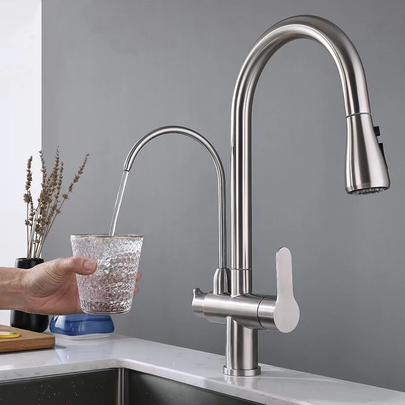 

kitchen Water Filter faucets Dual Handle Filter faucet Mixer 360 Degree rotation Water Purification Feature Taps Kitchen Tools