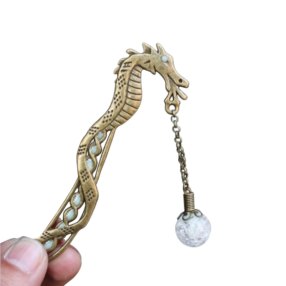 

1Pc Vintage Chic Luminous Chinese Dragon Stationery Page Holder Metal Planner for Gifts Office School