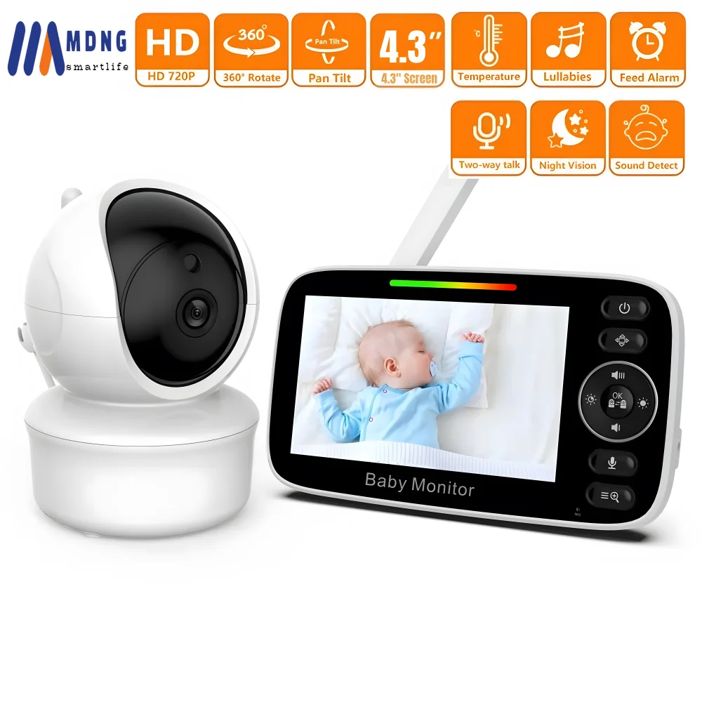 

Новинка, 4,3 дюймовый электронный радионяня с двумя PTZ-камерами, ночное видение, Детская фотокамера, видео няня, портативный монитор