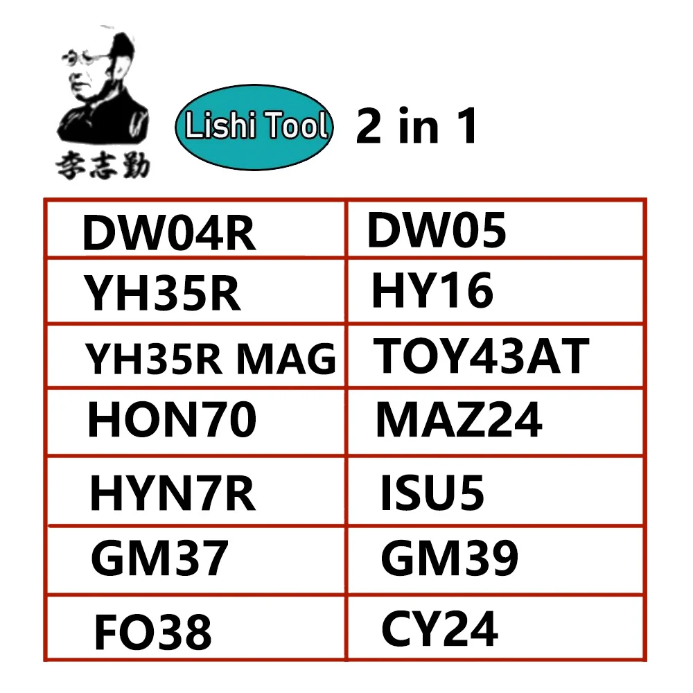 Фото Lishi 2 в 1 DW04R DW05 FO38 GM37 GM39 CY24 HON70 HY16 HYN7R ISU5 YH35R TOY43AT MAZ24 инструмент lishi №1