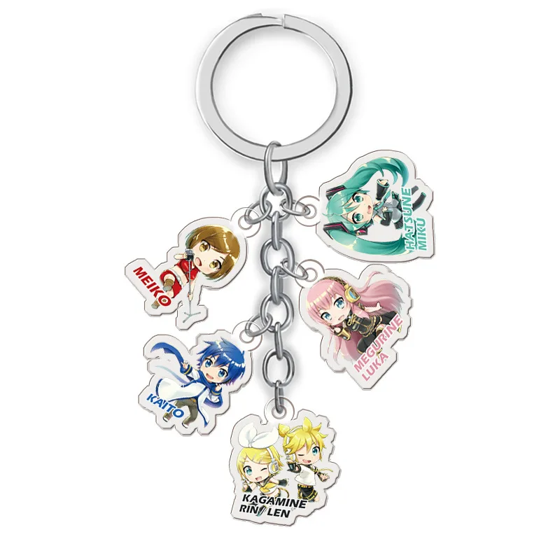 

Anime KeyChain Women Kagamine Len Key Chain for Men Kaito Key Ring Acrylic Car Keyring Party Meiko Pendant Japan Cos Girls Gift