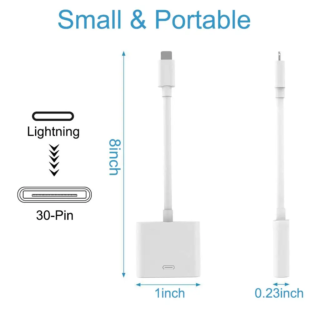 Адаптер Lightning/30-Pin для зарядки iPhone 12/11/X/8/7/6/5/iPad/iPod |