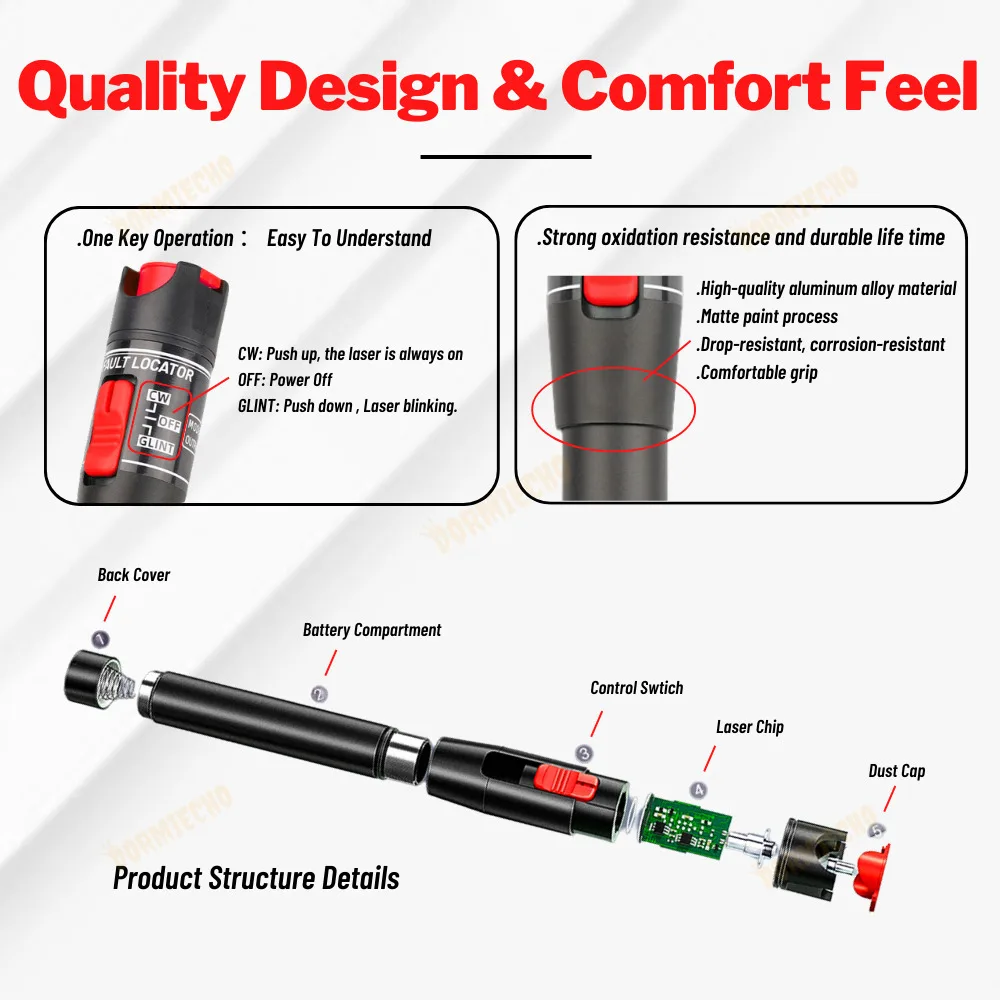 Новый ВФЛ инструмент Дальнего диапазона 5мВт-60мВт однополосный визуальный дефектоскоп с источником красного света в виде ручки для оптических кабелей. Дешевая цена.