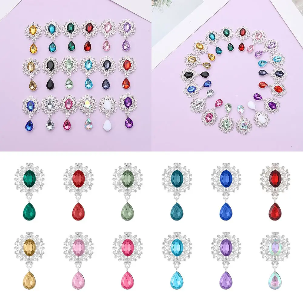 10 шт. поделки Свадебный декор брошь Сияющие кристаллы капли воды Лицевая панель