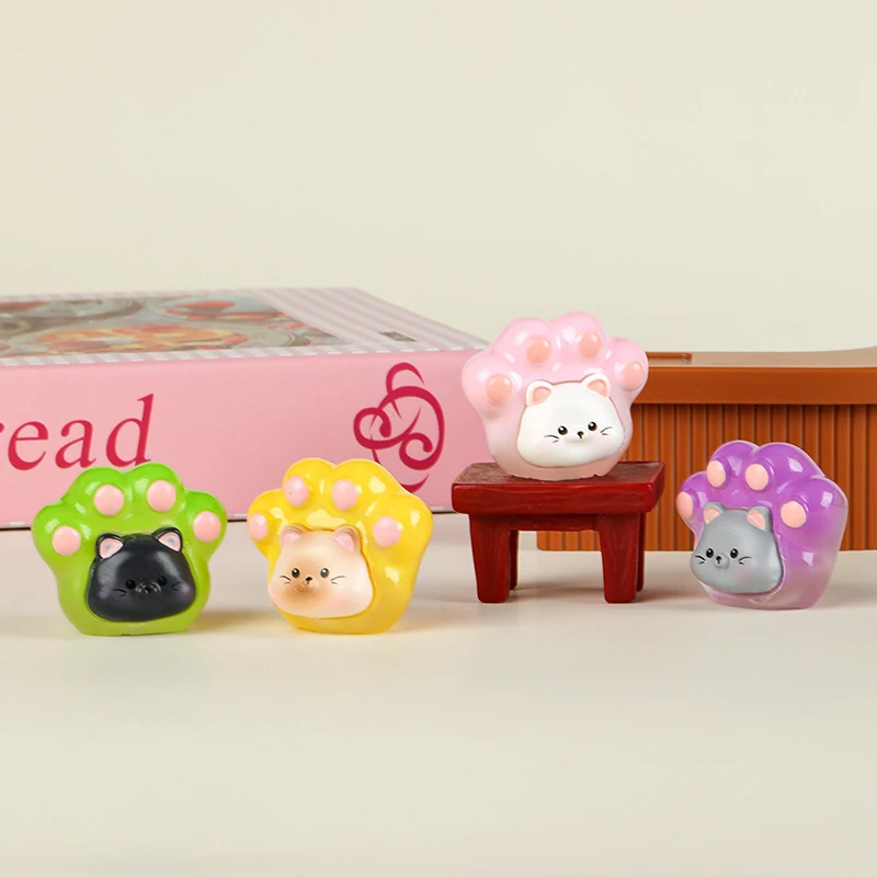 Милая Мини светящаяся кошачья лапа украшения мультяшный котенок микро