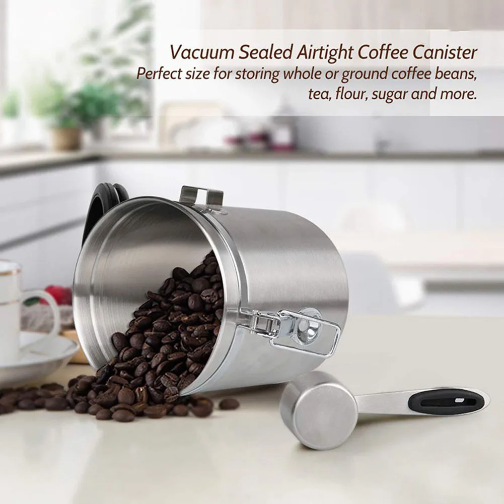 

Stainless Steel Airtight Coffee Canister Storage Container Coffee Jar with Scoop Day Traker for Ground Tea Flour Cereal Sugar