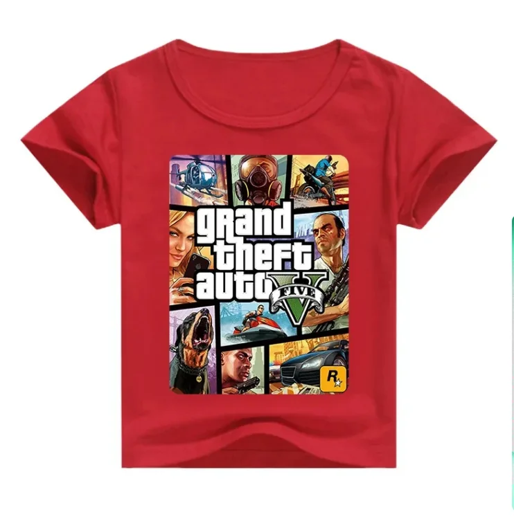 Милая детская одежда для мальчиков Gta 5 футболки новая летняя футболка девочек от