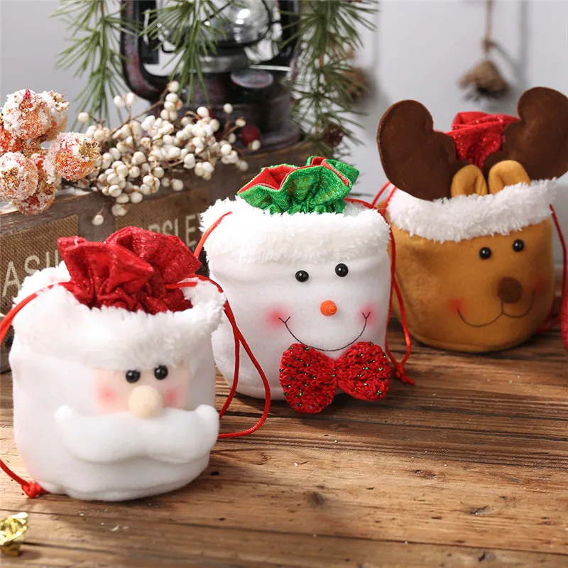 

Подарок на Рождество/конфеты сумки с яблоками, Санта-Клаус, снеговик, лось, медведь, Счастливого Рождества, Декор для дома, подвесные Подвеск...