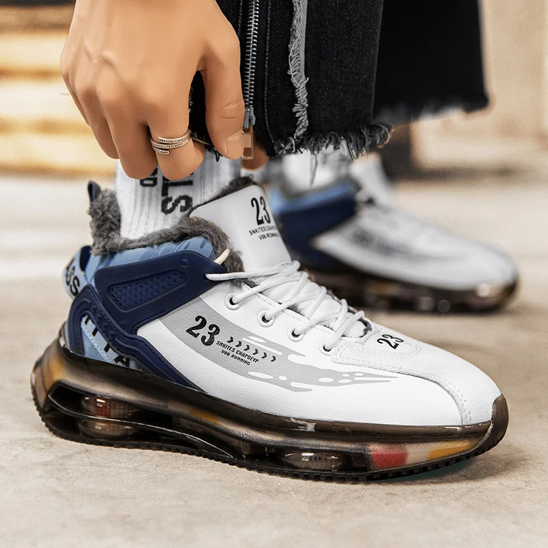 

Мужские зимние теплые плюшевые меховые ботильоны, мужские спортивные кроссовки, кроссовки для бега на открытом воздухе, обувь на плоской подошве, женская обувь