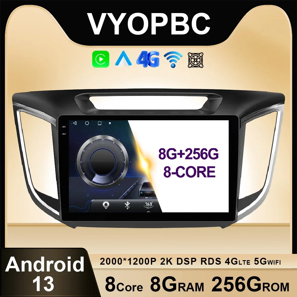 

Автомагнитола 10,1 дюймов, Android 13, для Hyundai Creta ix25 2015-2019, Авторадио No 2din, ADAS, навигация, GPS, мультимедиа, RDS, Wi-Fi, QLED