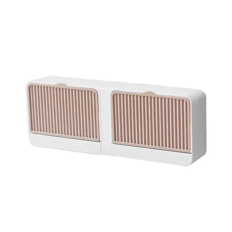 

No Punching Wall Hanging Double Lattice Clamshell Soap Box Toilet Cover Soap Rack Bathroom Kitchen Soap Box Dish Storage