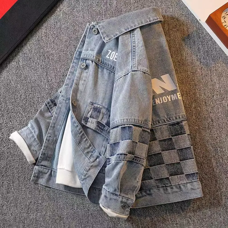 

Boys Denim Jacket Spring And Autumn 2022 New Big Boy Stitching Jacket Children's Korean Casual Denim Jacket 4-12 Years Old