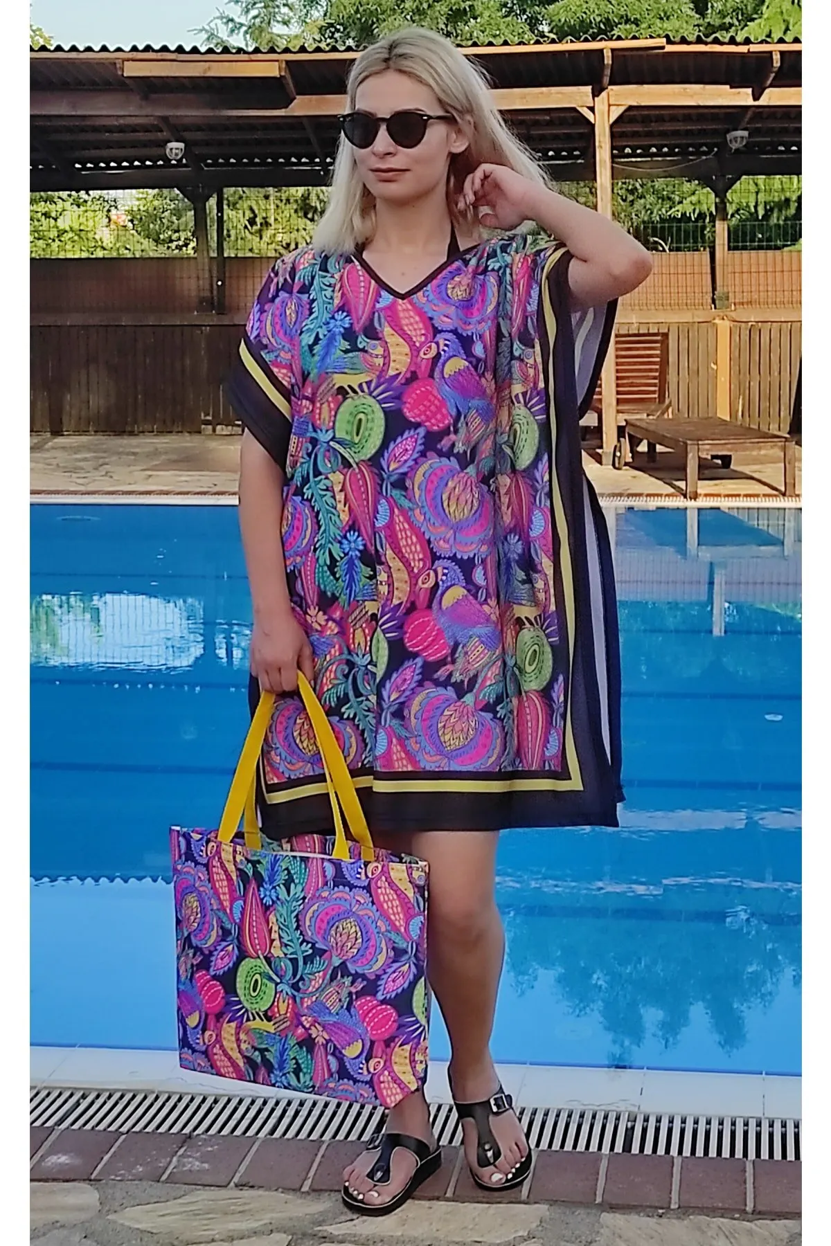 

Women's Pareo Combine And Beach Bag Swimwear Cover Dress Sexy Tunic Suit Beachwear Female Beach Bikini Cover