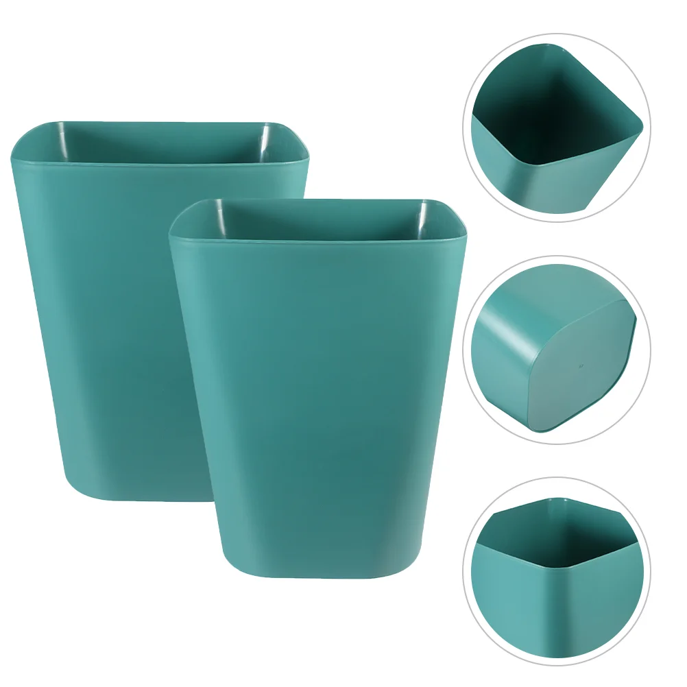 

2 Pcs Plastic Trash Can Garbage Bin Bucket Household Outdoor Waste Basket Bedroom Trashcan