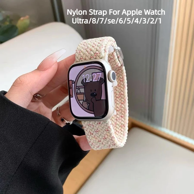 

Nylon Strap For Apple Watch 8 band 45 mm 41mm 44mm 42mm 40mm Sport Strap Iwarch series Ultra 49mm 8 Se 7 6 5 4 3 Correa Bracelet