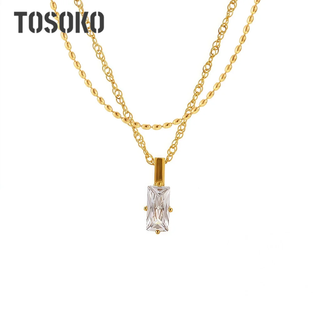 TOSOKO модные двухслойные ювелирные изделия из нержавеющей стали маленькое