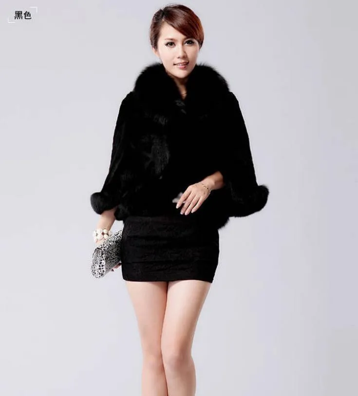 Winter Women's Faux Fur Short Coat Faux Fox Fur Rabbit Fur  Cape Abrigos Mujer Invierno 2022 Coat Women  Fur Jackets for Women