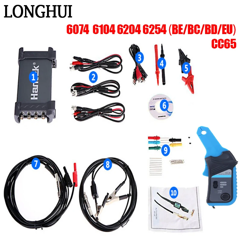 

Hantek 6074BE/6074BC/6074BD/6074EU Automotive Oscilloscopes Digital Storage Oscilloscopes PC USB Portable 4 Channels 70MHz WIN10