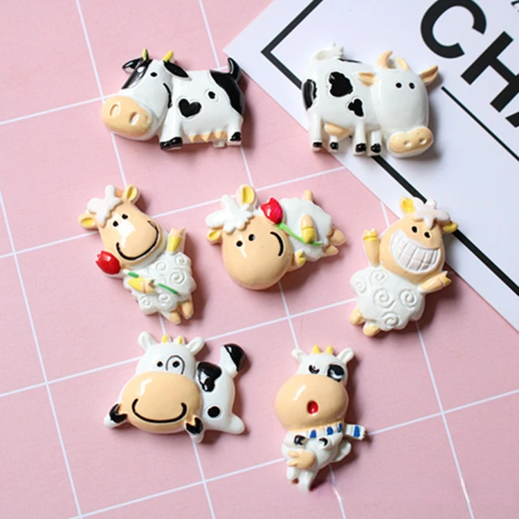 5Pcs Cute Cow Resin Refrigerator Magnets Home Decoration Kawaii Magnets