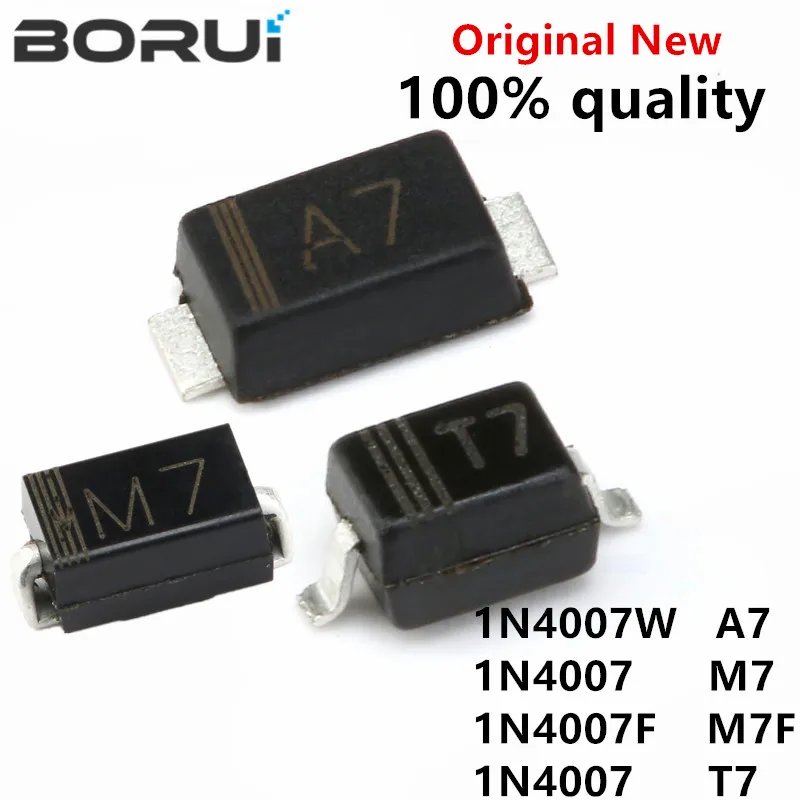 100 шт. 1N4007W A7 SOD-123 1206 1N4007 SMA M7 1A 1N4007F M7F SMAF 1000V 1N4007 T7 SOD-123 0805 SMD диод