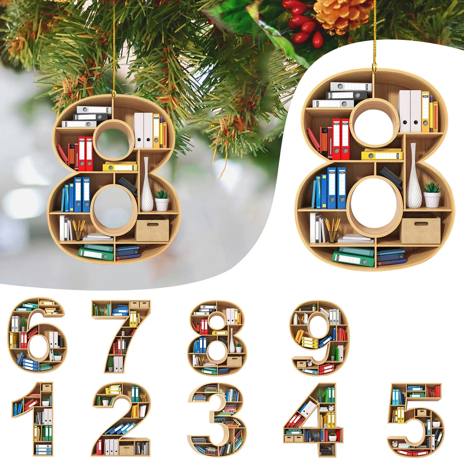 

Подвеска в виде цифр на Рождество, подвеска в виде книги, Декор, детский подарок, поделки нового года 2023, украшения для новогодней вечеринки