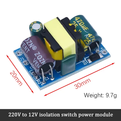 Прецизионный понижающий преобразователь AC-DC 3,3 В/5 В/12 В переменного тока 220 В в 5 В постоянного тока, понижающий трансформатор, модуль питания 1 А, 12 Вт