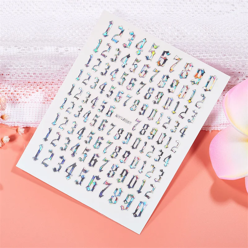 

5pcs 3D Nail Art Stickers Colorful Number Decals Design Manicure Letter Nail Art Decorations Slider Self-Adhesive Nail Stickers