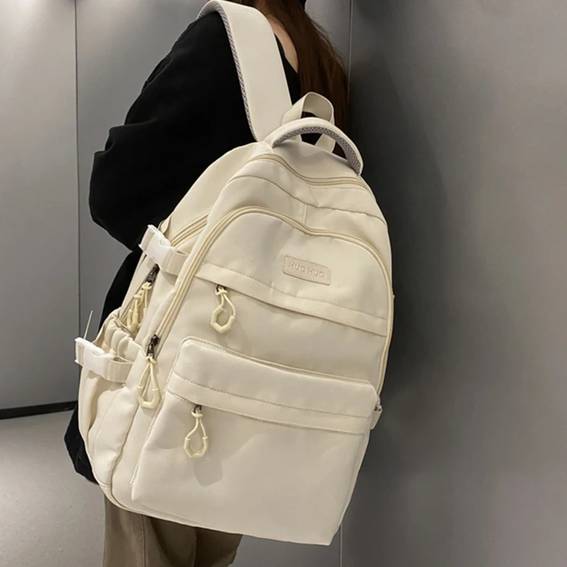 

Однотонный женский рюкзак с несколькими карманами, повседневная дорожная сумка для женщин, школьный ранец для девочек-подростков