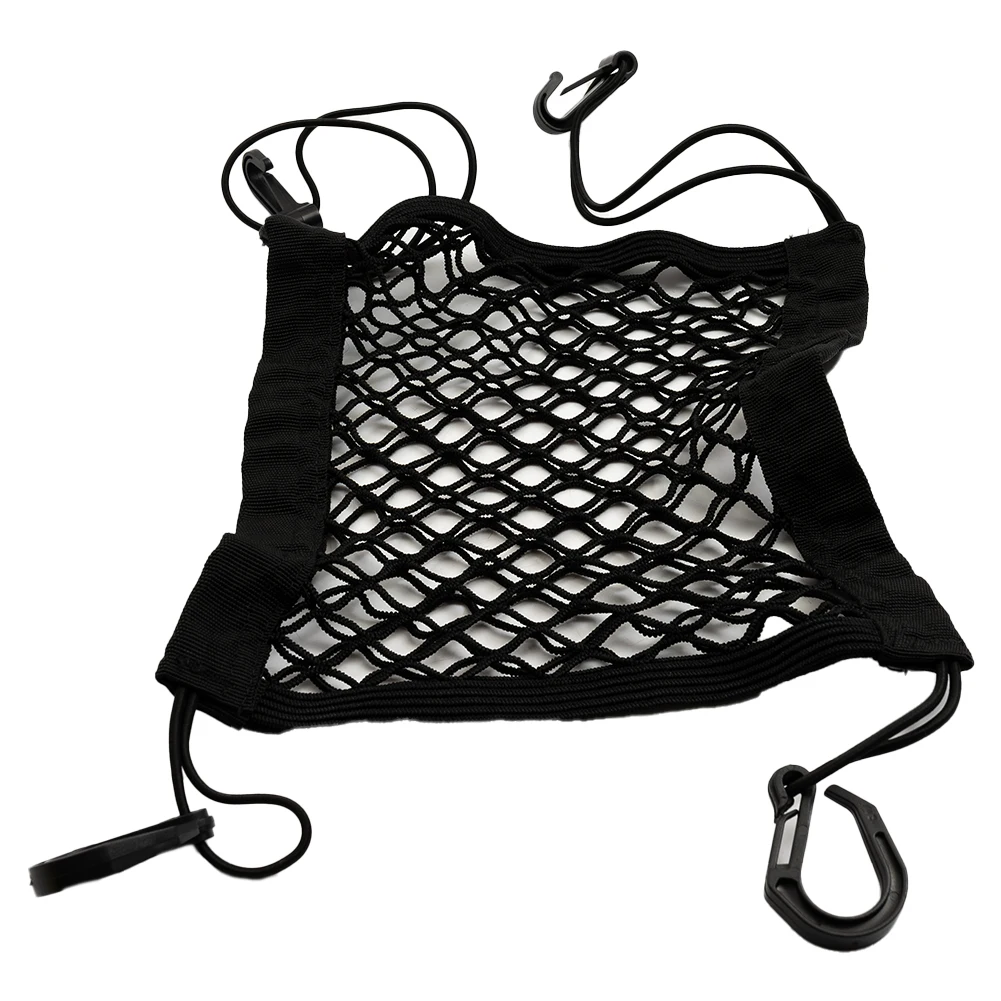 

Brand New Motorcycle Cargo Net Tool Accessory Black Hook Hold Bag Luggage Mesh Plastic Hooks Storage 23cmx30cm
