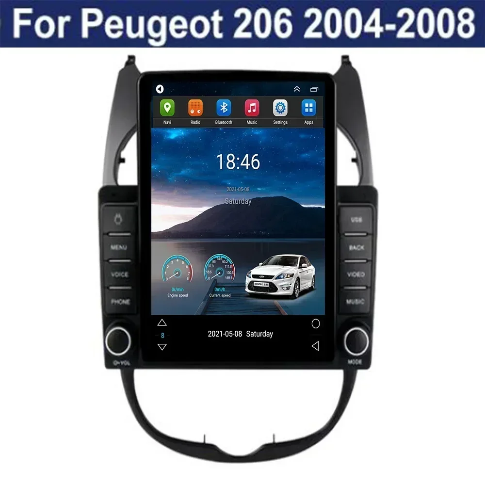 9 7 &quotAndroid 13 для Peugeot 206 2000 2023-2036 Тип Tesla Автомобильный радиоприемник Мультимедийный