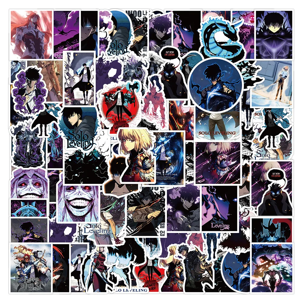 

50PCS Cartoon Anime Solo Leveling Stickers DIY Laptop Luggage Skateboard Graffiti Decals Fun for Kid Toys Gift