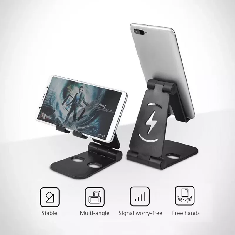 

2022New 1pc New Universal Foldable Desk Phone Holder Lazy Charging Stand Desktop Tablet PC Plastic Stand Adjustable Kitchen Stor