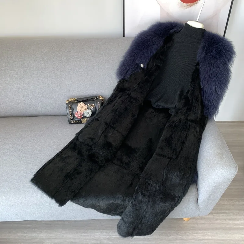 Высококачественное роскошное Женское пальто из натурального кроличьего меха