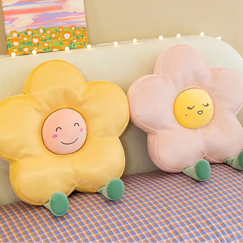 

Sunflower Plushie Toys Kawaii Cute Funny Soft Ice Silk Plush Sofa Chair Rainbow Flower Cushion Pillow Birthday Christmas Gifts