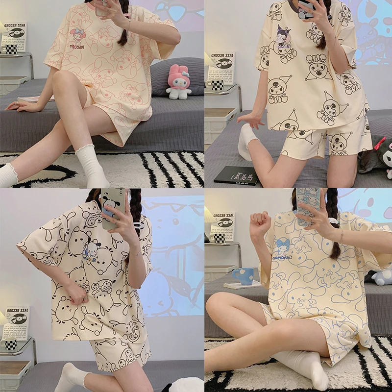 

Sanrio My Melody Cinnamoroll Pochacco 2023 Summer The New Cartoon Sweet Pajamas Short Sleeve Shorts Thin Section Breathable Soft