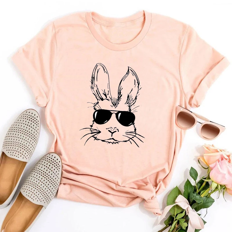 

Easter Bunny Sunglasses Shirt Easter Bunny Aesthetic Clothes Gothic Fashion Boys Easter Woman Tshirts Cool Easter Tees L