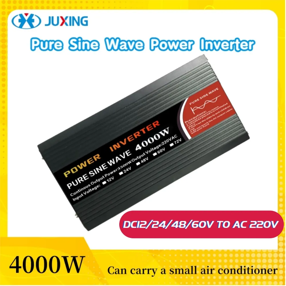 JUXING 4000W Power Inverter DC12V/24V to AC220V Converter Can Load Air Conditioning/ Rice cooker Pure Sine Wave Vehicle
